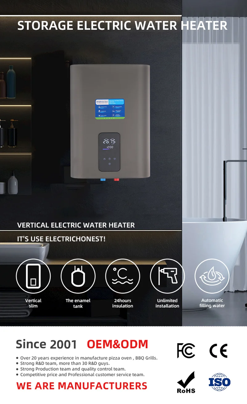 100L electric water heater being installed in prefab modular home assembly line